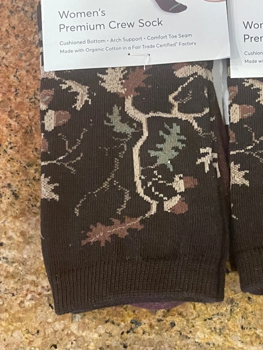 NEW! Pact Autumn Acorns  Premium Crew Socks Two Pair NWT!